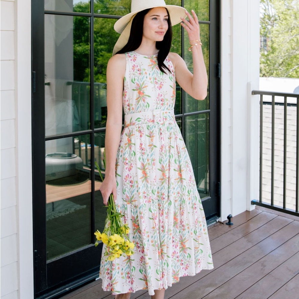 Abbey Glass Maya Tiered Dress in Tropical Floral
